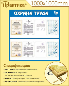 С05 Стенд охрана труда (1000х1000 мм, пластик ПВХ 3 мм, алюминиевый багет золотого цвета) - Стенды - Стенды по охране труда - магазин "Охрана труда и Техника безопасности"