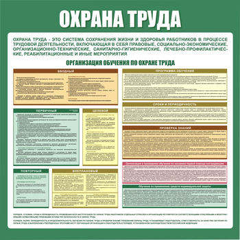 С06 Стенд организация обучения по охране труда (1000х1000 мм, пластик ПВХ 3мм, Прямая печать на пластик) - Стенды - Стенды по охране труда - магазин "Охрана труда и Техника безопасности"